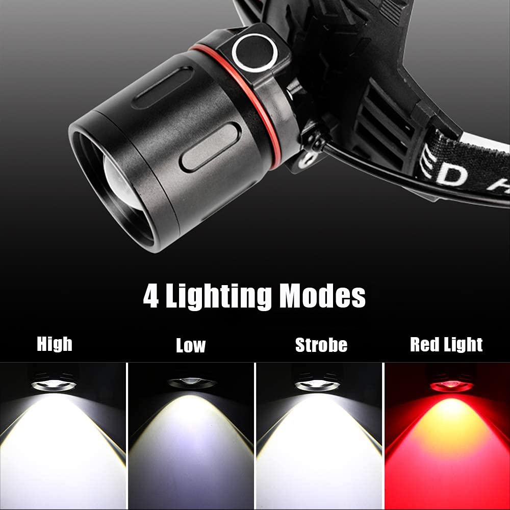 XLENTGEN Head Torch Rechargeable 1000 Lumens LED Headlamp with White and Red Light, Adjustable Focus - Image 3