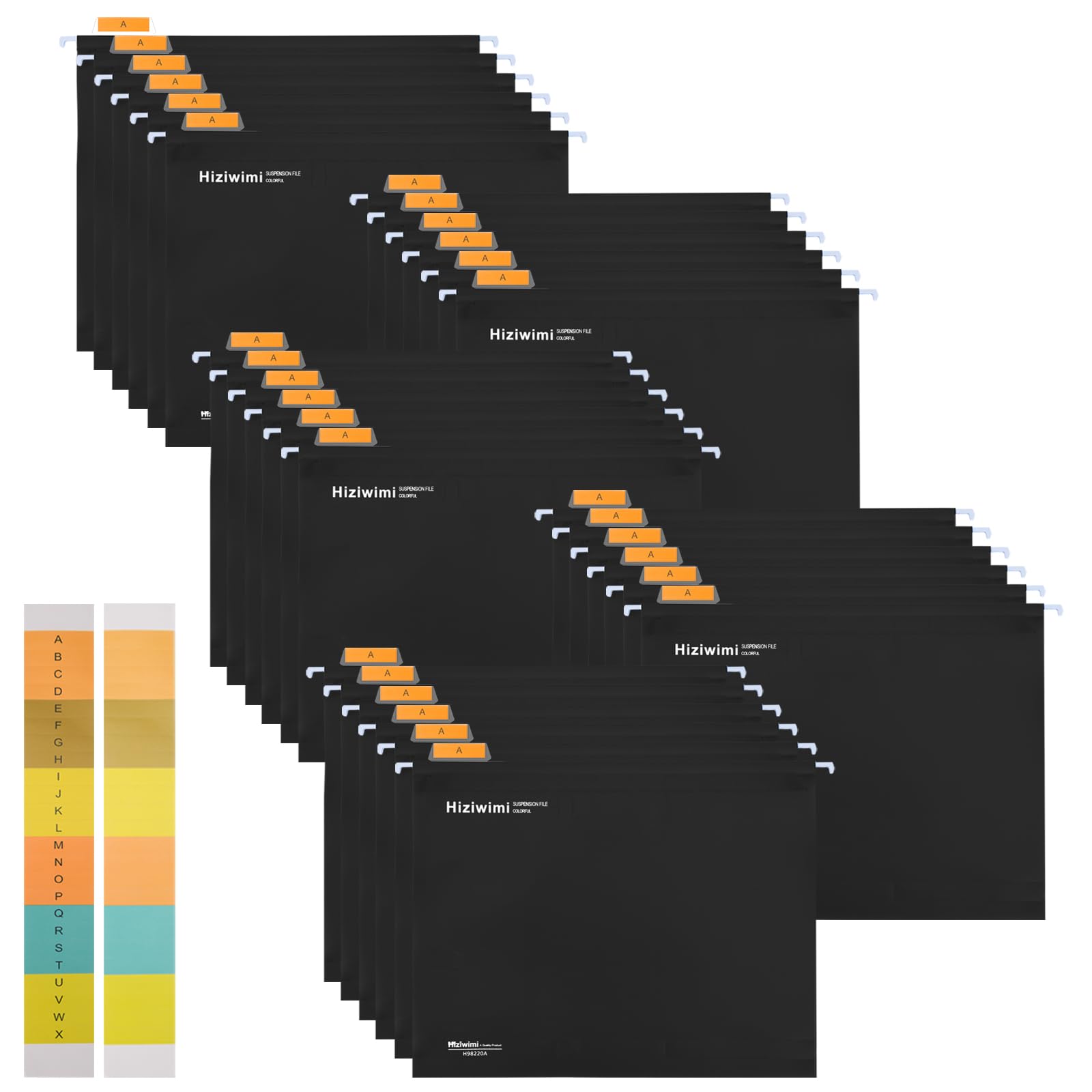 30 Pcs PP Hanging File Folders Letter Size,Black Hanging Folders with Tabs,File Folders for Filing Cabinet Hanging Files for Bulky Files,Medical