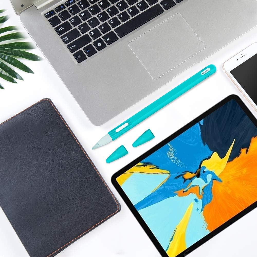 gozahad Silicone Case Compatible with New Apple Pencil 2nd Generation, Protective Anti-Slip Grip Sleeve with Nib Cover (2 Pieces), Do not Affect for Pencil Mode Switch & Magnetci (Clear)