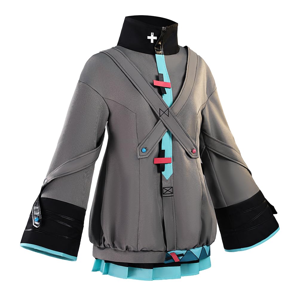 Zhongkaihua Miku - Disfraz completo de cosplay con chaqueta, falda, calcetines, tocados y decoraciones de cruz, traje de personaje de anime para cosplay, Halloween, carnaval para fanáticos