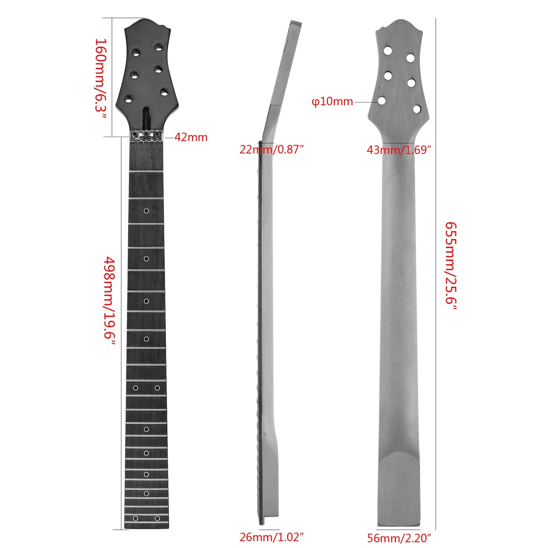 DIY Guitar Necks 24 Fret Maple Neck Rosewood Fingerboard Locking Nut For LP Electric Guitar