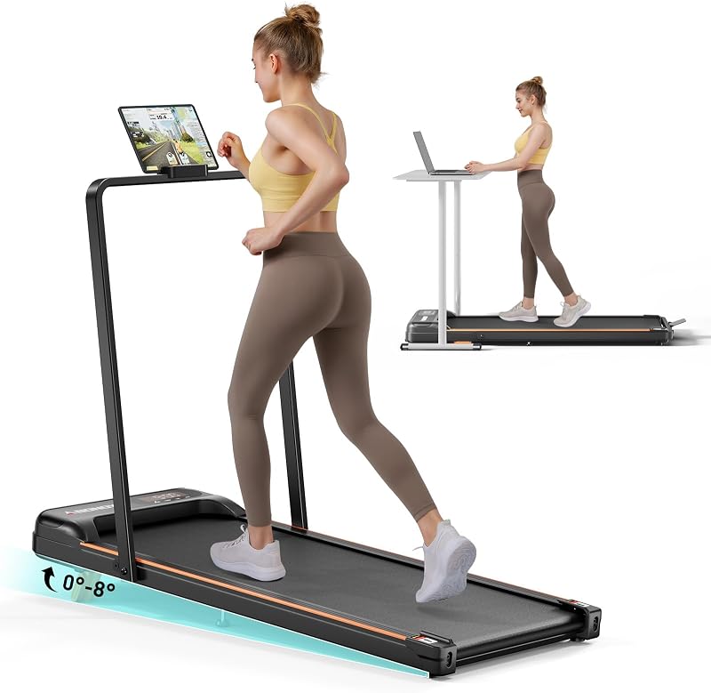 Abonow Walking Pad with Incline, Under Desk Treadmill for Home, Black
