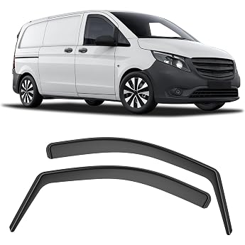GEARMONSTER Wind Deflectors Compatible with Mercedes Vito 2016-2023 Car Window Rain Cover Rain Deflectors Integrated Deflectors Integrated Wind Deflector 2 Pieces Black