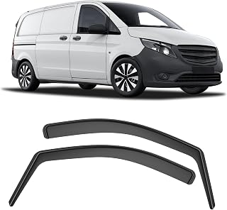 Deflectores de viento para ventana de coche, color negro, compatible con Mercedes Vito 2016-2023, protección contra la lluvia, deflectores integrados