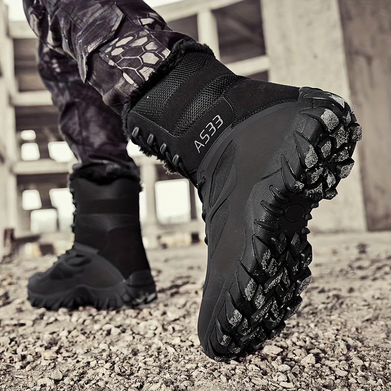Outdoor High Top Fleece Warm Snow Boots are Fashionable, Versatile, Wear-Resistant, Thick Soled Men's Shoes4