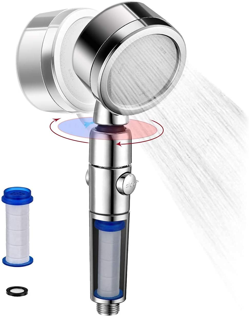 Puri Pro Shower Head Handheld Shower Set Shower Filter High Pressure 3 Modes Adjustable Pressure 70% Water Saving One Click ON/Off Leakproof 2022 Update Version