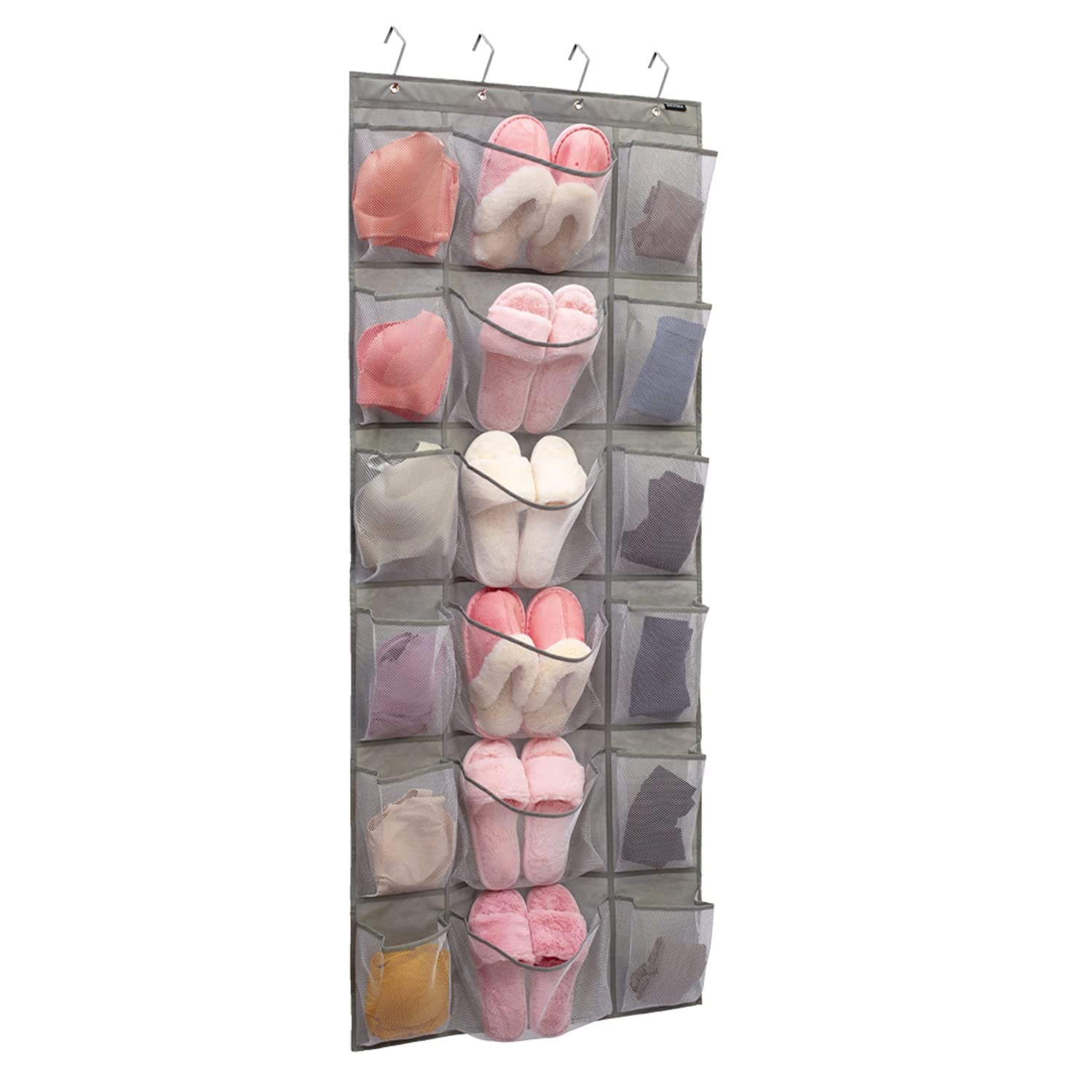 ANZORG Over The Door Hanging Shoe Rack Organizer 18 Pockets Organizer with 6 Extra Large Mesh Pockets for Shoe Holder Storage (18 Pockets)