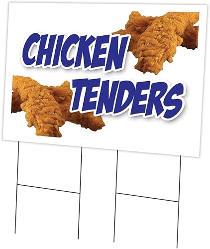 Chicken Tenders 24" x 36" Yard Sign & Stake Advertise Your Business Stake Included Image On Front Only Made in The USA