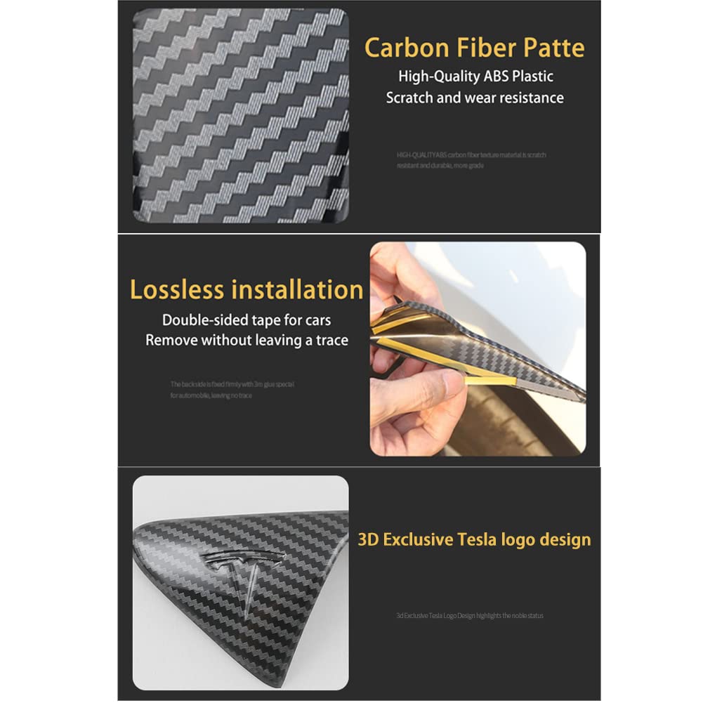 Yjmotor Cover Fari Laterali In Fibra Di Carbonio Per Tesla Model 3 E Model Y (2017-2022) – Accessori Decorativi - 2
