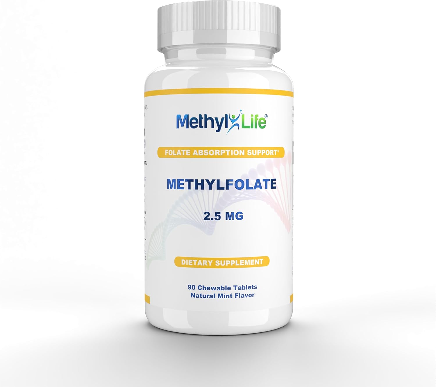 Methyl-Life® L-Methylfolate 2.5 mg – Chewable Active Folate Tablets with ultrapure Methylfolate (L-5-MTHF, Calcium) – Gentle Daily B9 Support – Vegan, Non-GMO, Gluten-Free – 90 Tasty Chewables