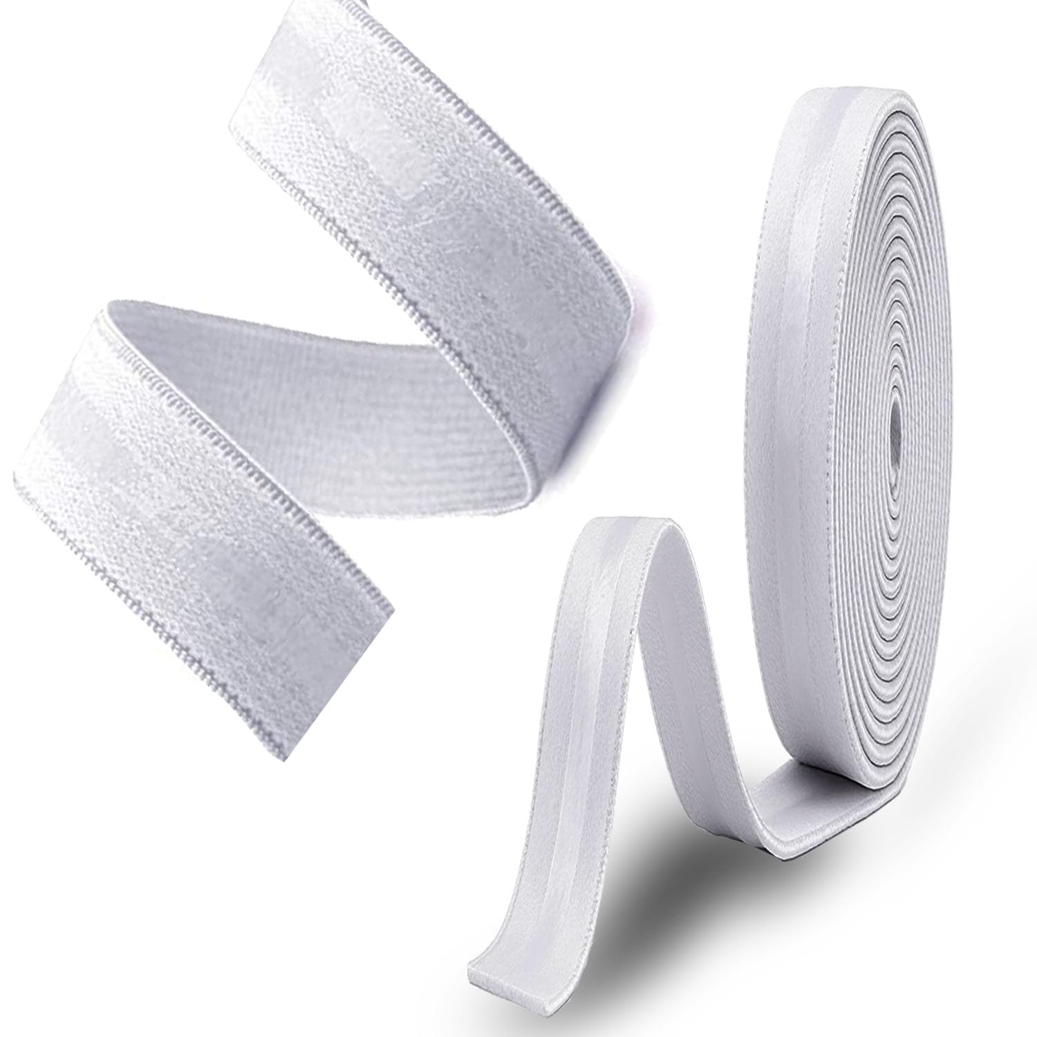 Aakriti Silicone Gel Elastic Tape, Non Slip Elastic for Bra & Underwear – 10mm One Side Stop Grip Elastic for Lingerie Sewing, Soft & Stretchable Elastic for Tailoring & DIY Use (White, 10 Meter)