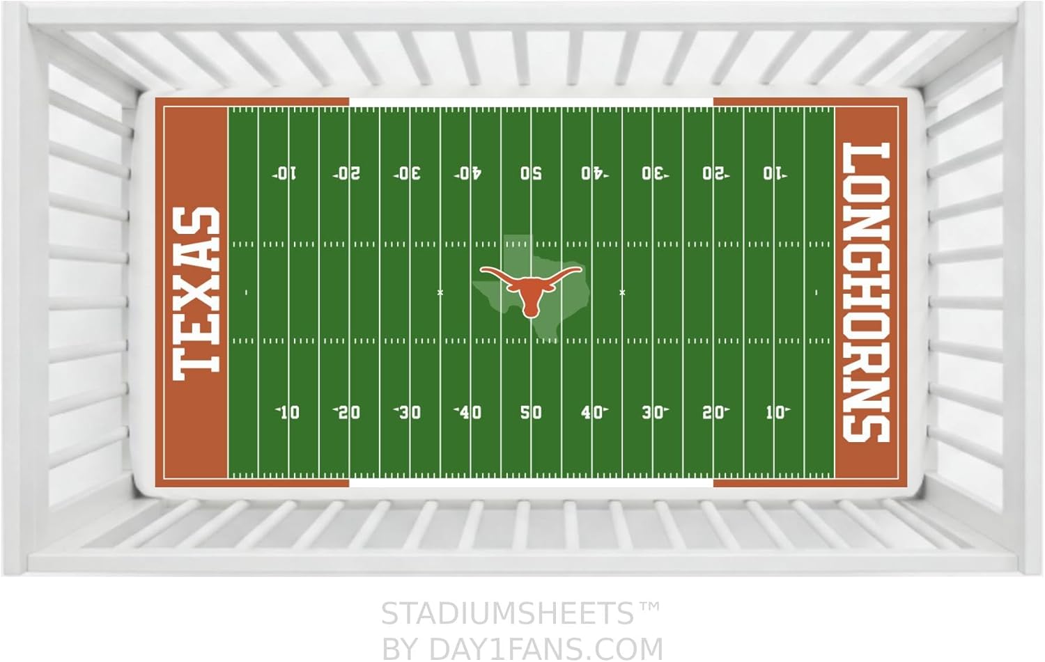 STADIUMSHEETS Day1Fans Officially-Licensed Fitted Crib Sheet (Texas Longhorns)