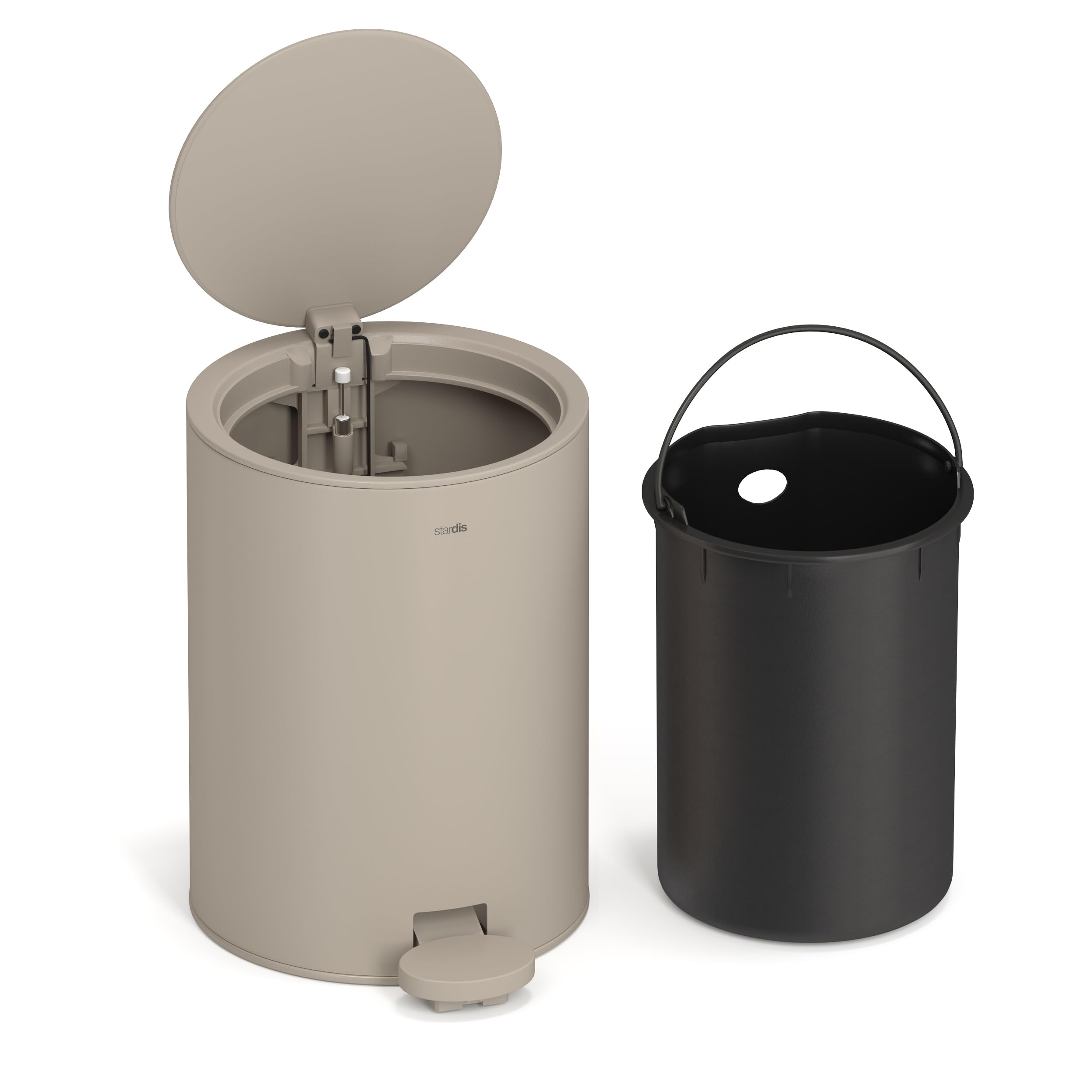 3 Liter Treteimer Edelstahl matt Softclose Klappdeckel leise schließend Inneneimer Mülleimer Abfalleimer Badeimer taupe beige