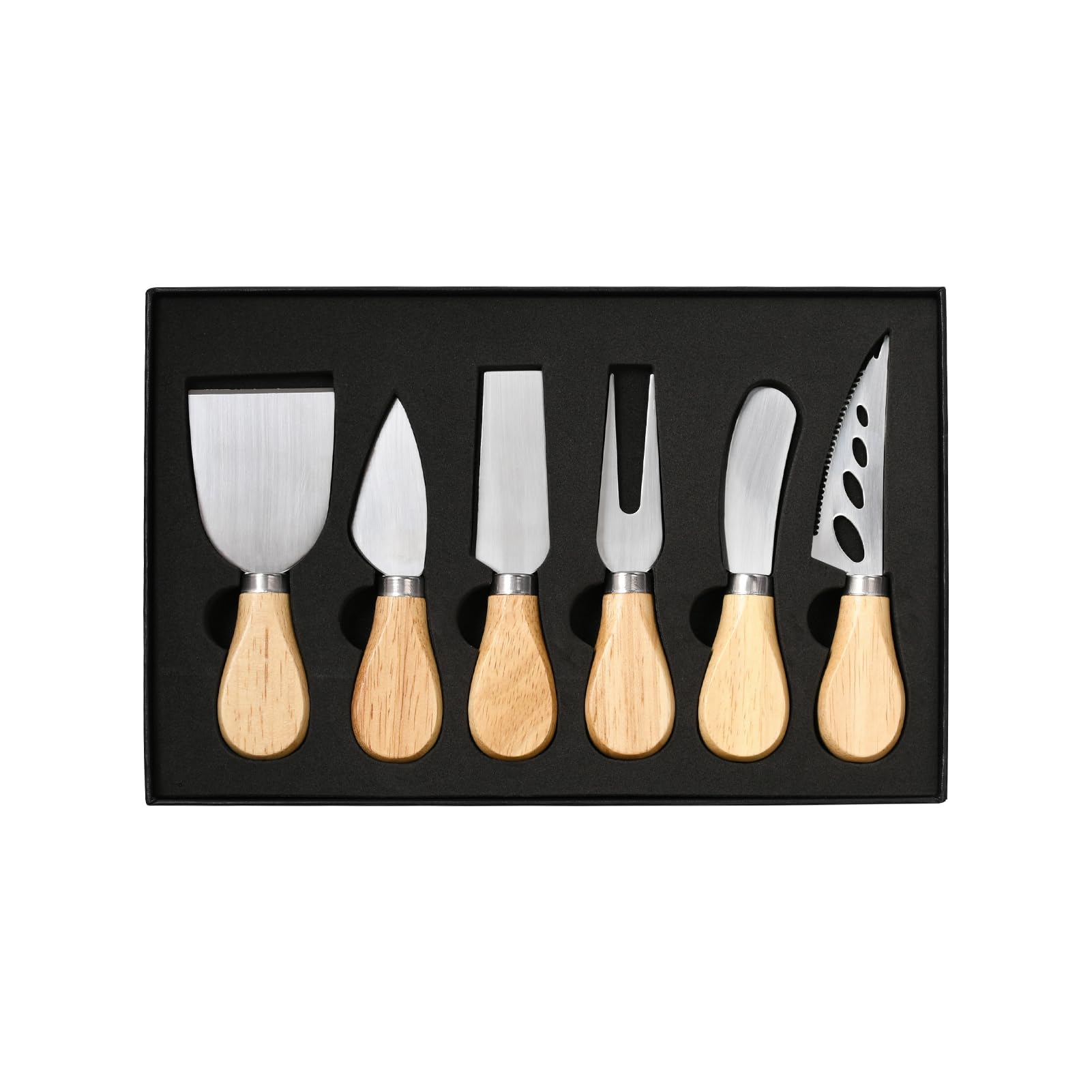 Cheese Knife Set, Mini Stainless Steel Cheese Knife Set with Wooden Handle, Cheese Spreader Knives, Butter Knives, Cheese Accessories for Birthday, Housewarming, Thanksgiving, Christmas (6 Piece)