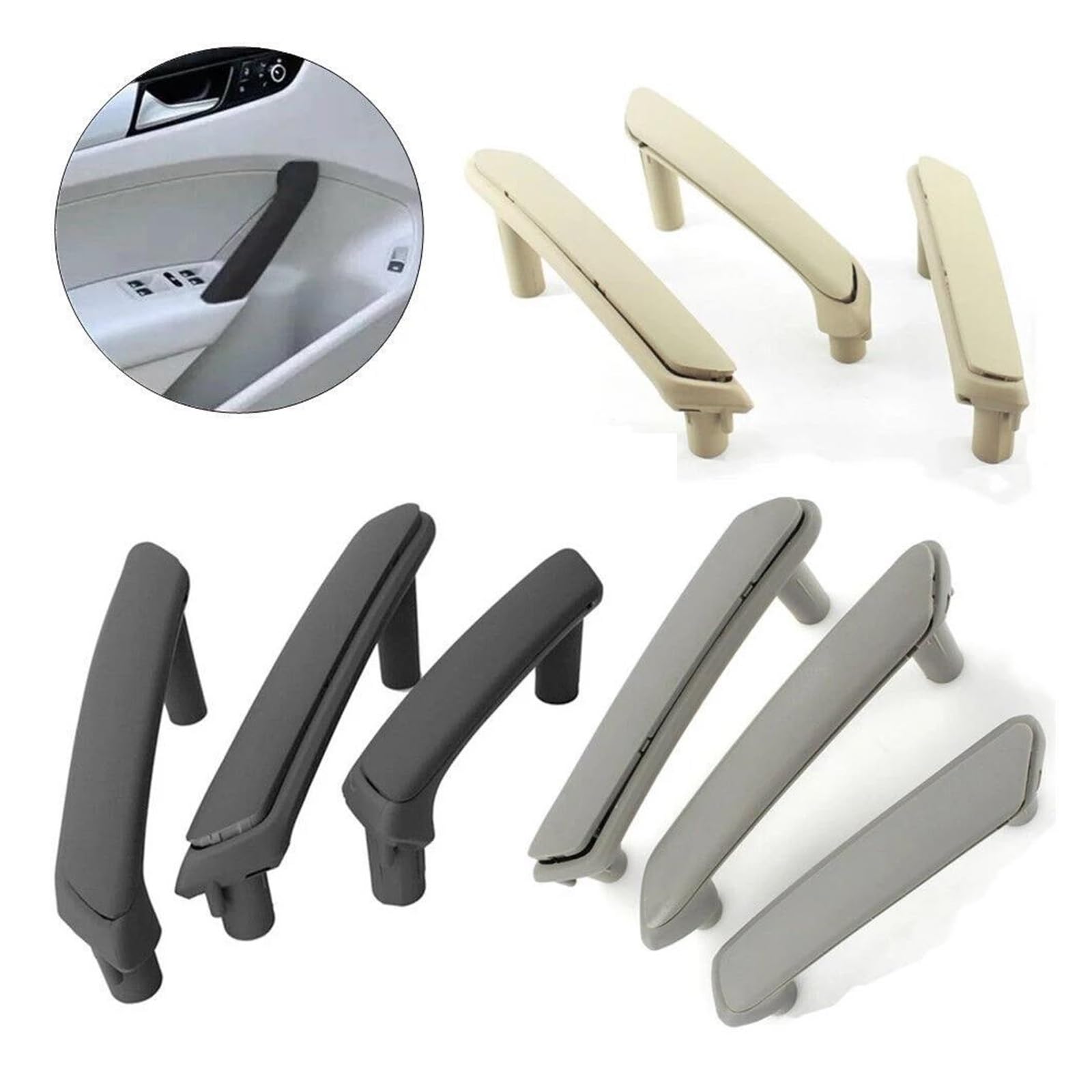 DGGH Manilla Interior para VW para Passat B5 1998-2005 3 Piezas Delantera Derecha Trasera Izquierda Trasera Derecha Manija Puerta Interior Cubierta Decorativa(Gris)