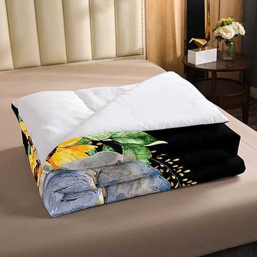 Miniatura 4 de Juego de edredón de elefante, edredón de plumón de girasol amarillo, tamaño King para niños, niñas, adolescentes y adultos, decoración de dormitorio