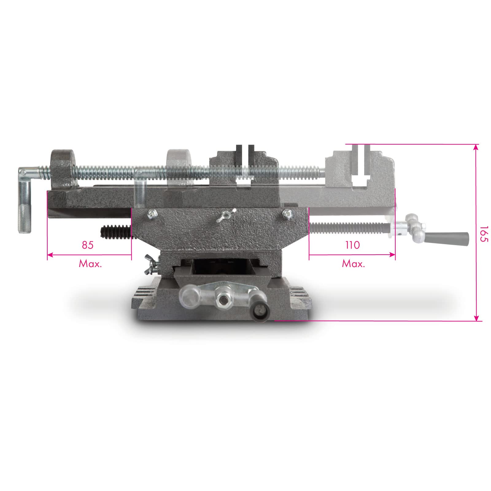EBERTH Morsa a croce per trapano a colonna, 2 assi, tavola trasversale con larghezza ganasce 150 mm, larghezza massima di serraggio 150 mm, morsa a croce in ghisa e acciaio, morsa trapano