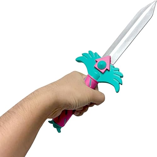 Miniatura 6 de Daga de espuma de fantasía de 12.5 pulgadas, accesorio de cosplay de poliuretano con hoja plateada y mango colorido, accesorio de disfraz ligero y