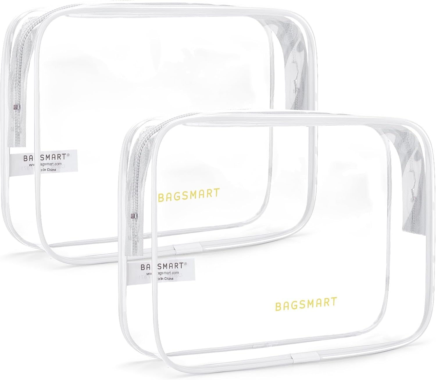 BAGSMART Clear Toiletry Bag, 2 Packs TSA Approved Water Resistant Quart Size Travel Organizer, Airport Airline Travel Essential Carry On Makeup Cosmetic Bags for Women, White BAGSMART Clear Toiletry Bag, 2 Packs TSA Approved Water Resistant Quart Size Travel Organizer, Airport Airline Travel Essential Carry On Makeup Cosmetic Bags for Women, White