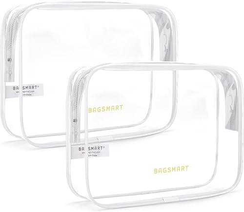 Miniatura 22 de BAGSMART - Bolsa de aseo aprobada por la TSA, organizador de cosméticos y maquillaje transparente, bolsa de viaje de tamaño de cuarto de galón