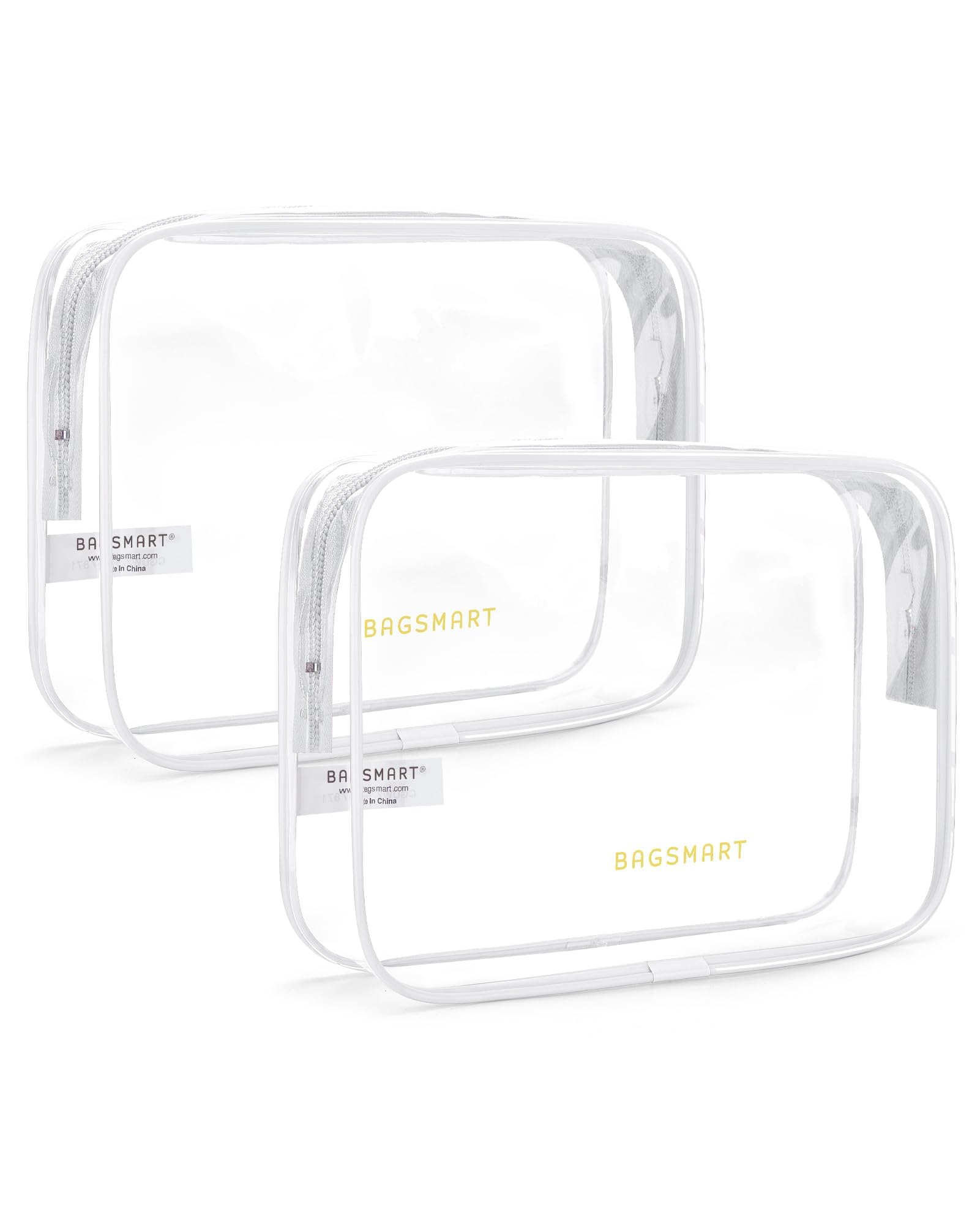 BAGSMART Clear Toiletry Bag, 2 Pack TSA Approved Travel Toiletry Bag Carry on Travel Accessories Bag Airport Airline Quart Size Bags Water Repellent