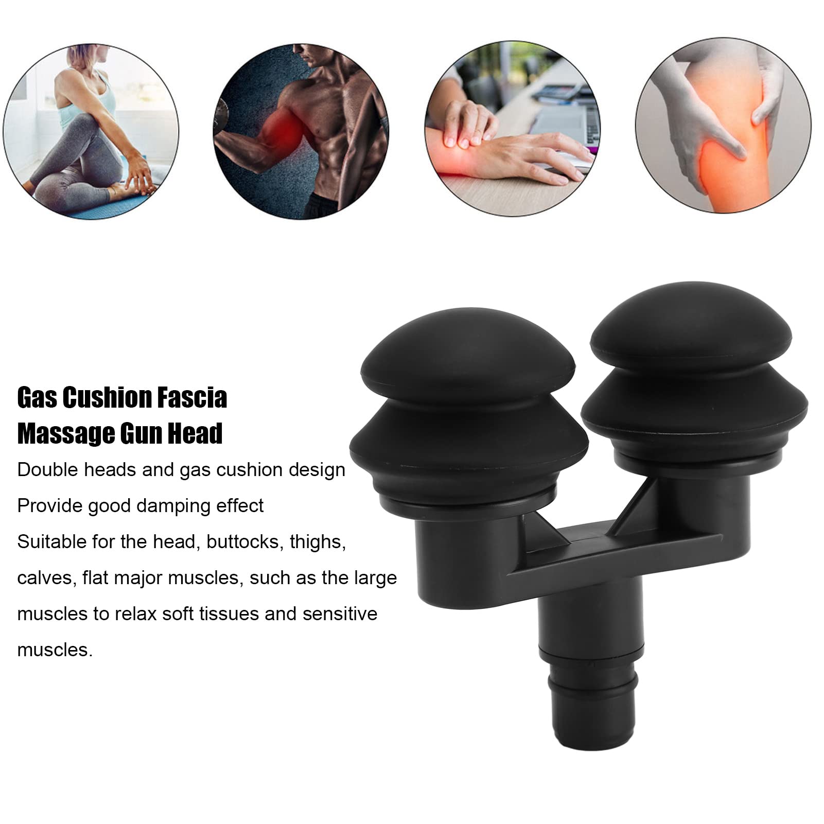 Cabezal de Pistola de Masaje Muscular, Cabezal de Masajeador de Fascia con Cojín de Gas Doble de 18 Mm con Accesorios Relajantes Musculares de Silicona Suave Cabezal de Reemplazo