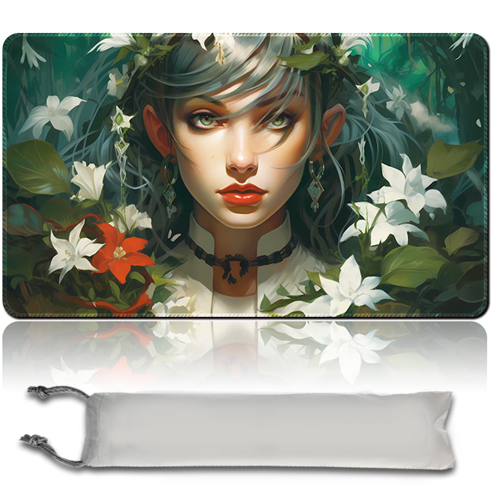 Board Game MTG Playmat Free Waterproof Bag, Sewn Edges,Card Enthusiasts TCG Playmat Mouse Pad MTG Game Mats With Zones (Original Playmat) (No Zone,Mayael The Anima)