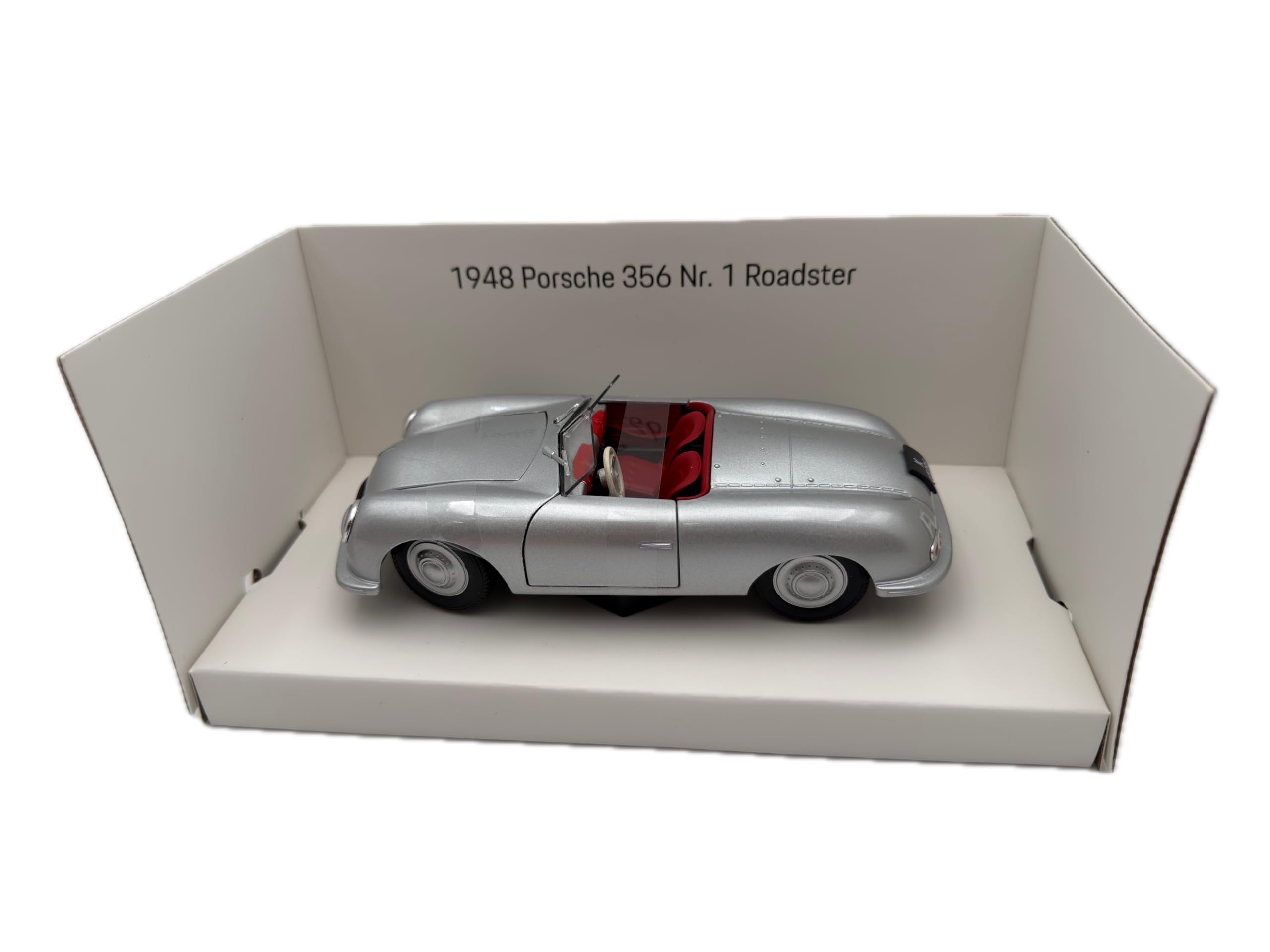 Porsche 356 Kennz. Modellauto 1:24, Silber - Detailgetreues Sammlermodell I GT Marketing I Miniatur Fahrzeug (Museum Edition)