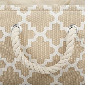 DII Polyester Container with Handles Lattice Storage Bin Medium Vintage Linen