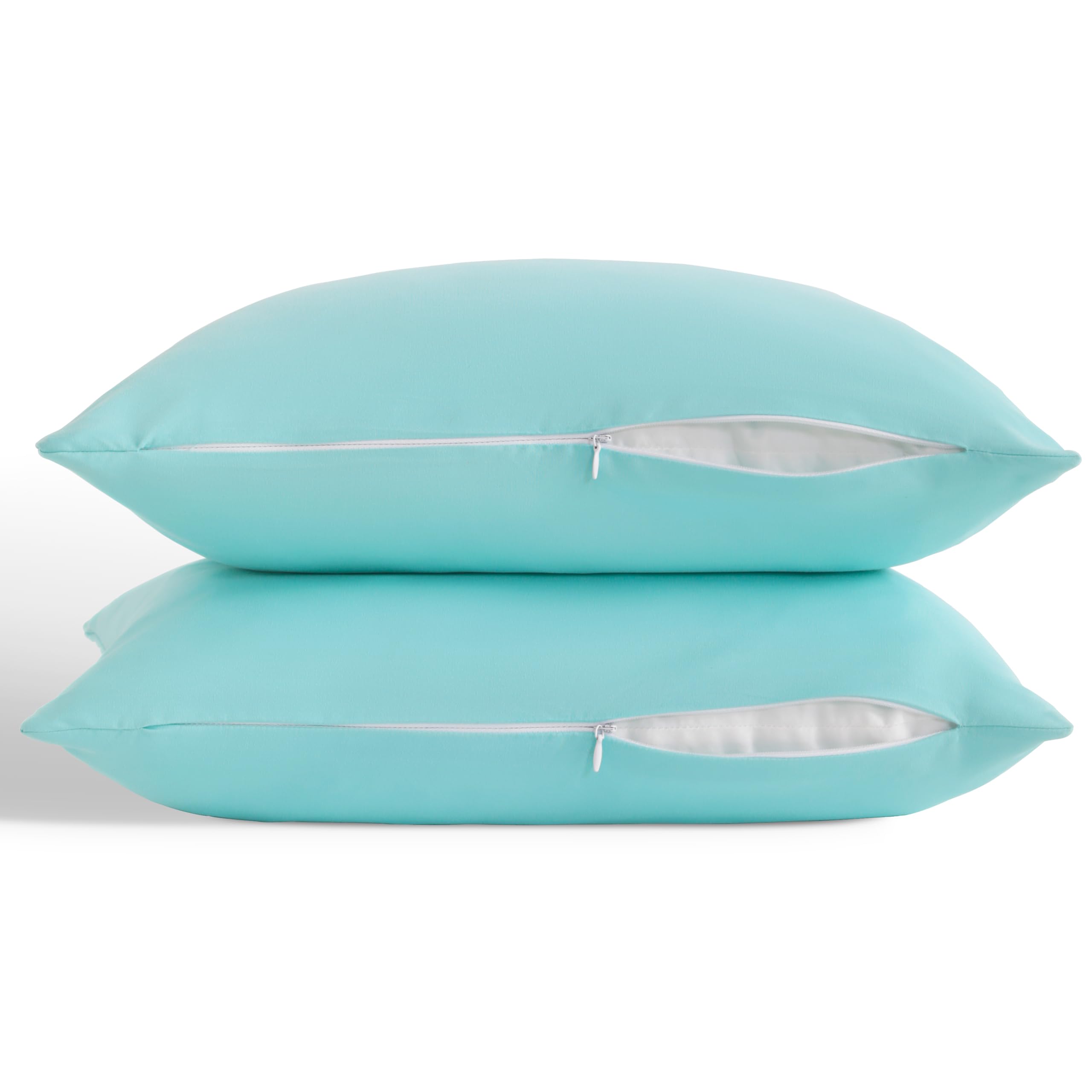 Zippered Toddler Pillowcases Set of 2, 100% Brushed Microfiber 13x18 Pillowcases, Super Soft and Cozy Travel Kids Nursery Pillow Cases, 13x18 Inches, Aqua