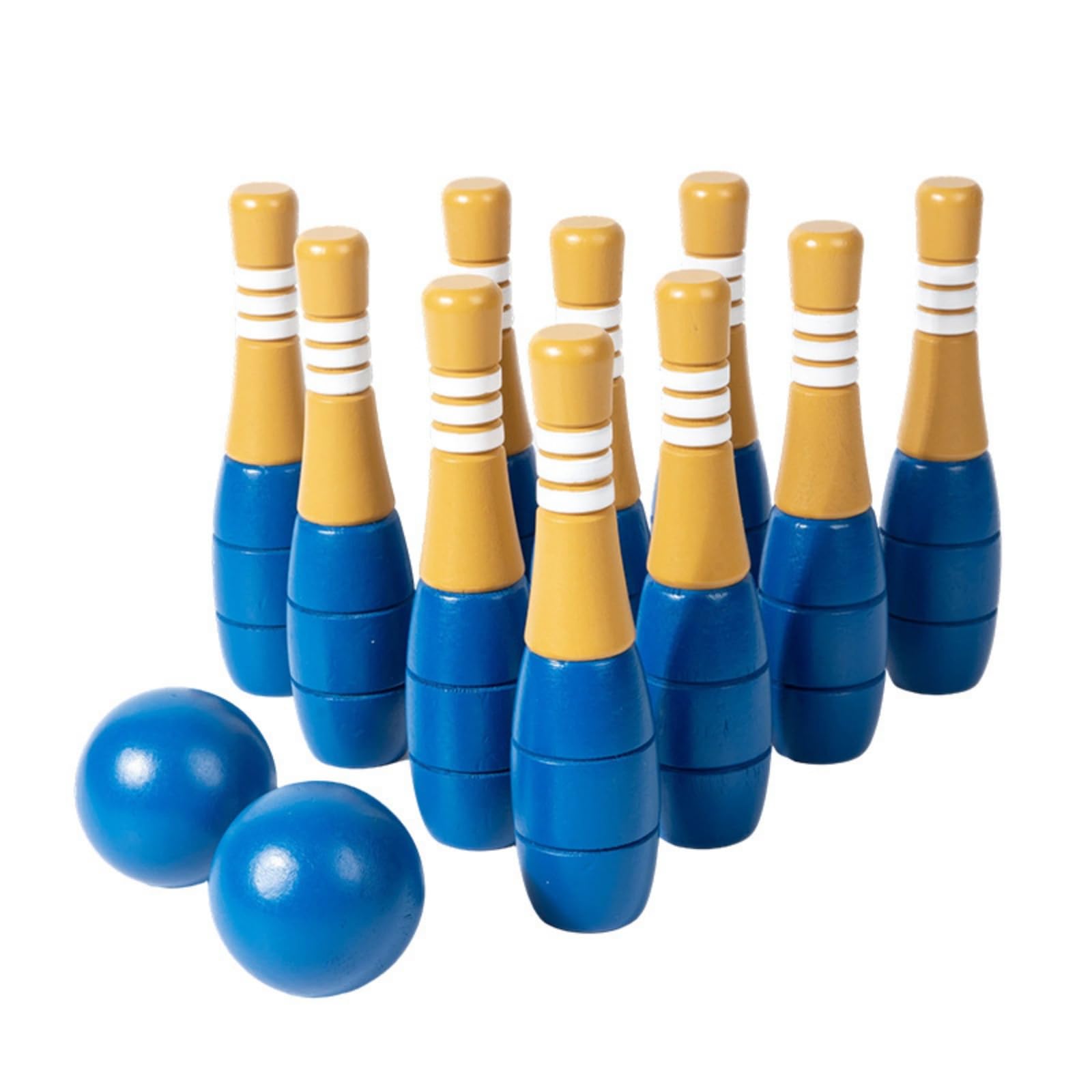 Kinder Bowling Spiel Kegelset Kegelbahn Bowlingset Bowlingpins aus Holz für Geschicklichkeit Räumliches Verständnis Sanftes Spiel Im Innenbereich für Kleinkinder Wohnzimmer