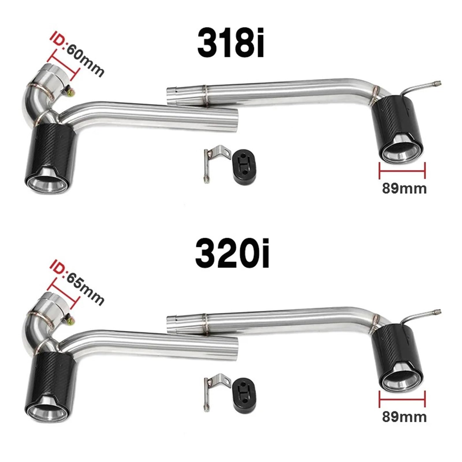 Terminale Scarico Auto Doppio Terminale Scarico Per BMW F30 F31 320i 318i Look Sportivo Tubo Per Auto Punta Silenziatore Ugello Scarico In Acciaio Inossidabile 304 Punta Silenziatore(Silver H)