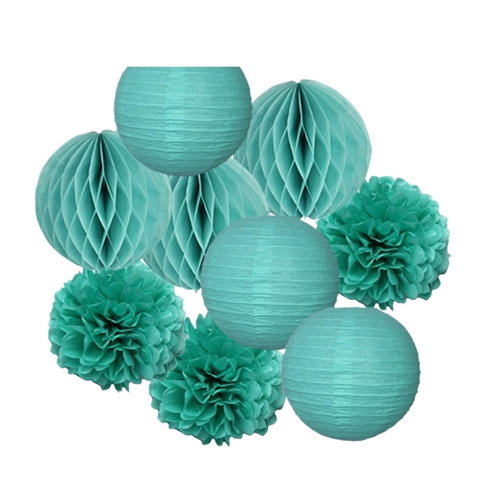 Paper Lanterns Wedding Party Favor Hanging Round Paper Lantern 6" 8" 10" 12" Baptism Birthday Holiday Decor(Mint Set,8inch(20cm))