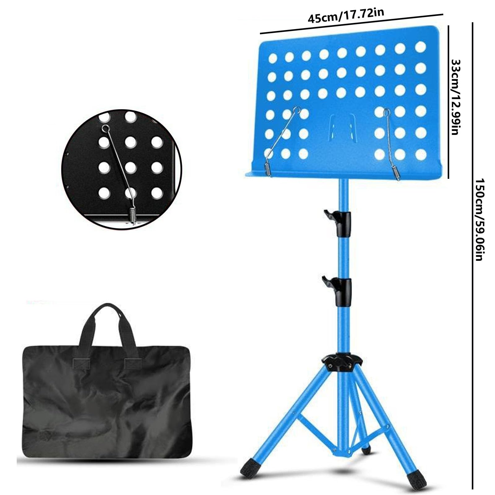 Stojak Muzyczny - 2 W 1 Podwójnie Użyteczny Pulpit Książki Standing Music Holder, Z Torbą I Klipem, Dla Studentów Muzyków(Size:A11,Color:blue)