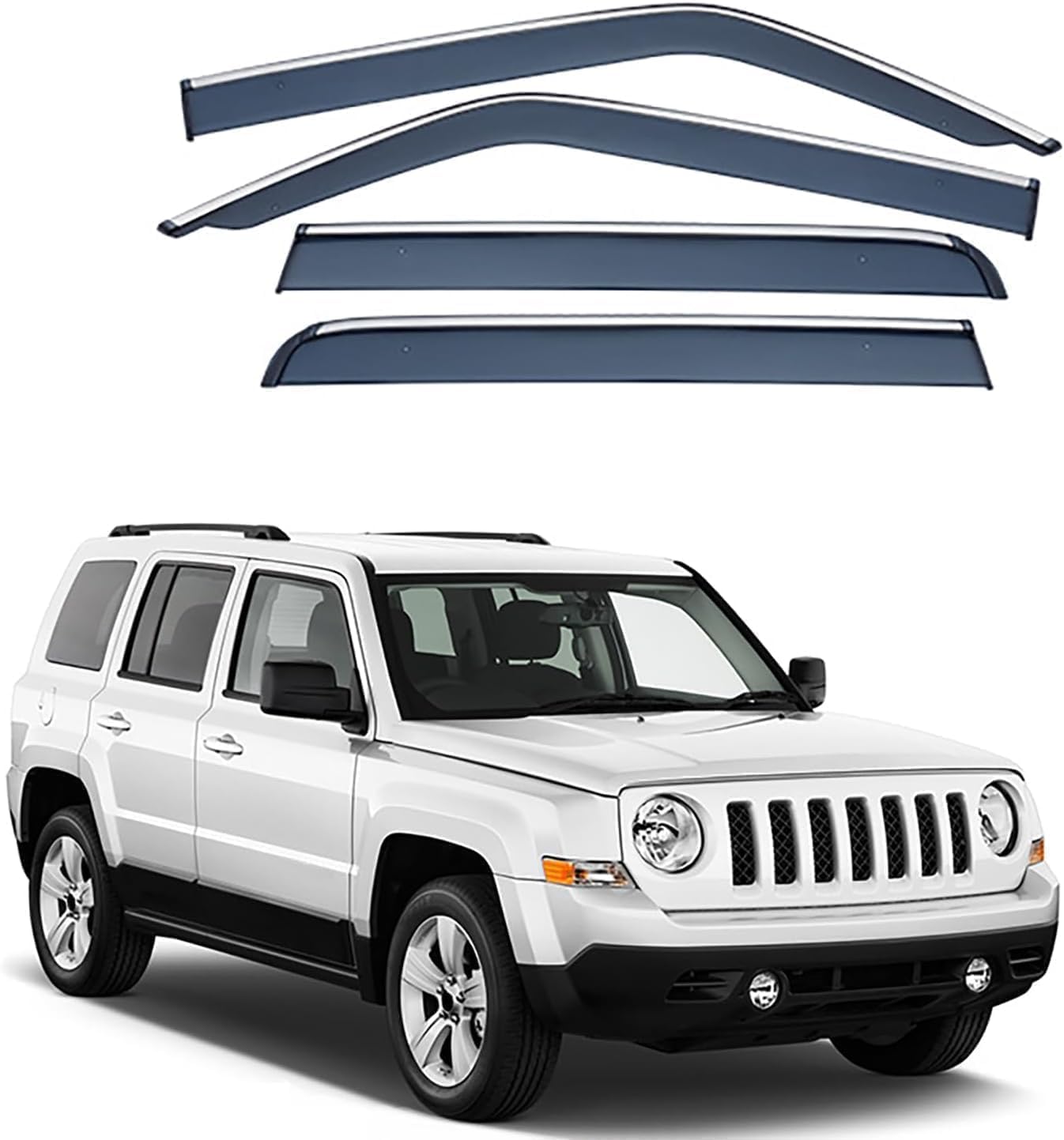 FENGJP Car Window Wind Deflectors for Jeep Patriot MK1-MK74 2011-2017, Window Wind Deflector Visor Rain Smoke Guards Automotive Accessories