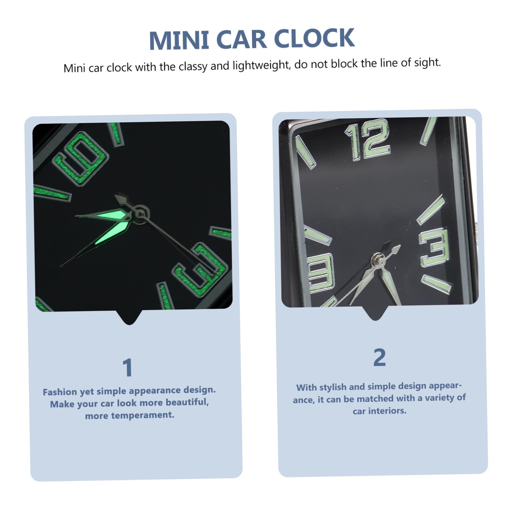 Reloj Cuadrado Analógico para Salpicadero de Coche Diseño y Ligero Decoración Elegante para Interior de Vehículo y Oficina Fácil de Instalar y Práctico