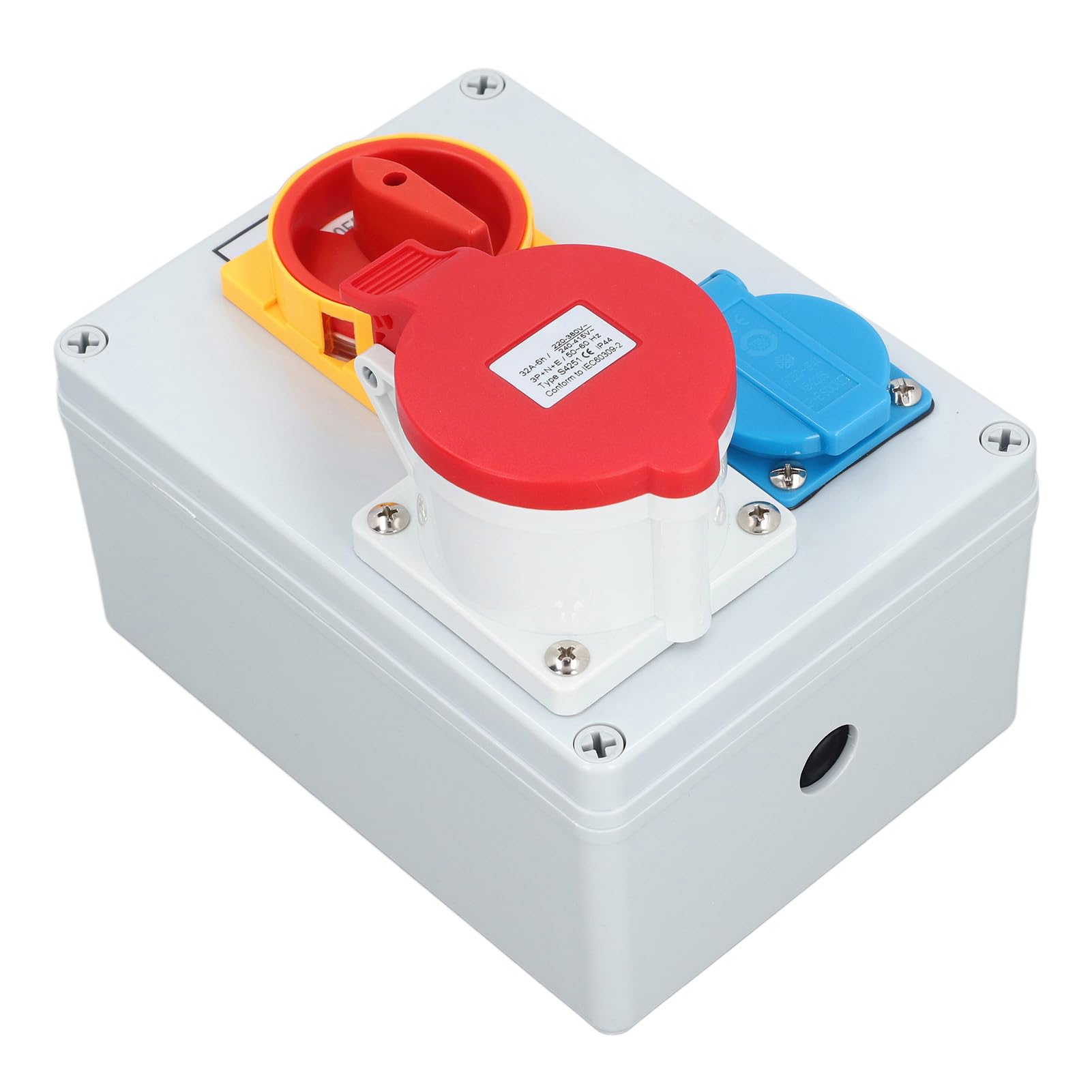 Enchufe Europeo Enchufe Industrial con Interruptor IP44 Caja de Salida Impermeable para Exteriores 250 V 16 A 32 A 5 Pines Compacto Práctico para Varios Lugares de Trabajo en