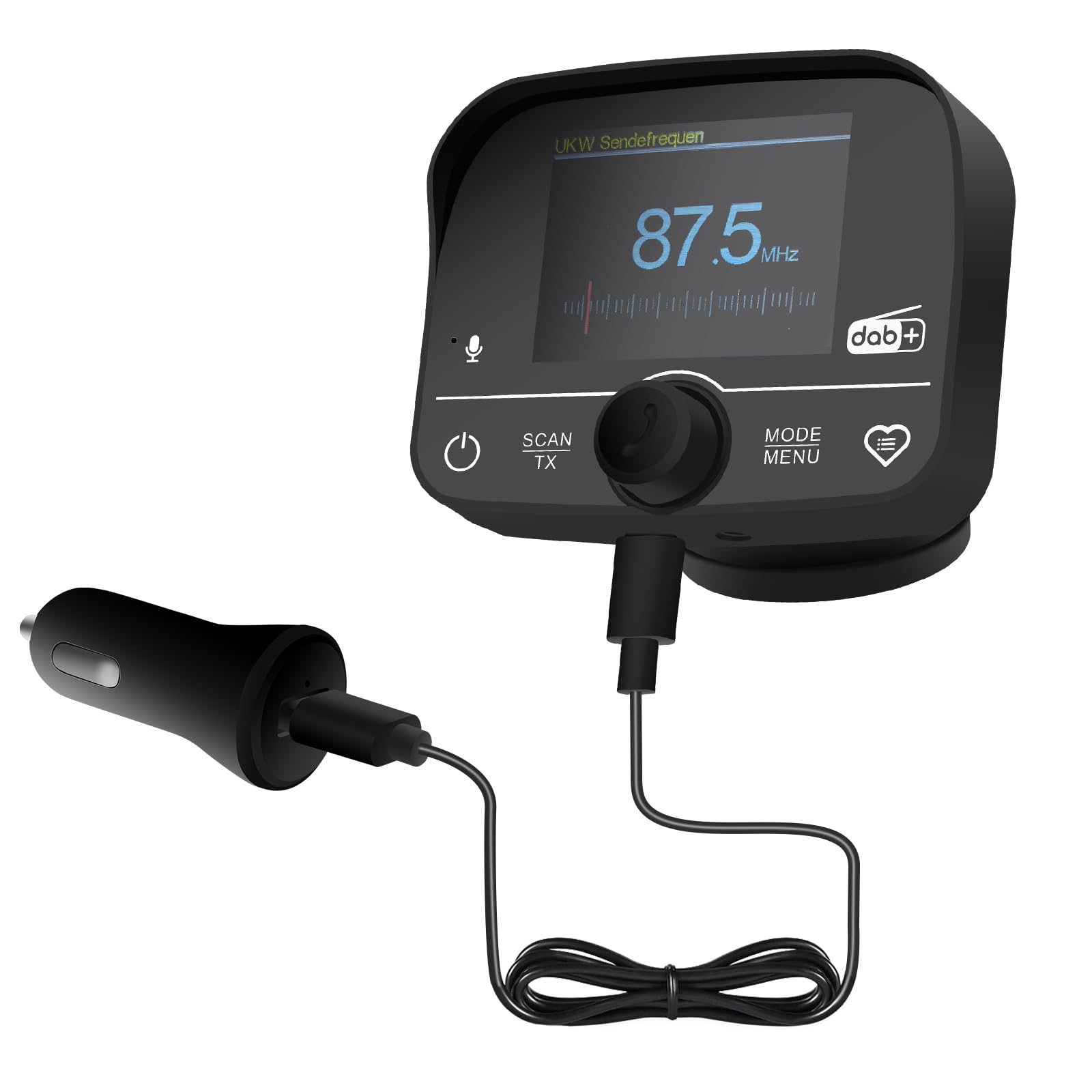 Adaptador Dab para Radio De Coche para Pantallas LCD De 2,4 Pulgadas, con Emisores FM Integrados, Bluetooth, Radiodifusión Digital Dab, Interfaz De Entrada/Salida Aux Y Reproductores De Tarjetas TF