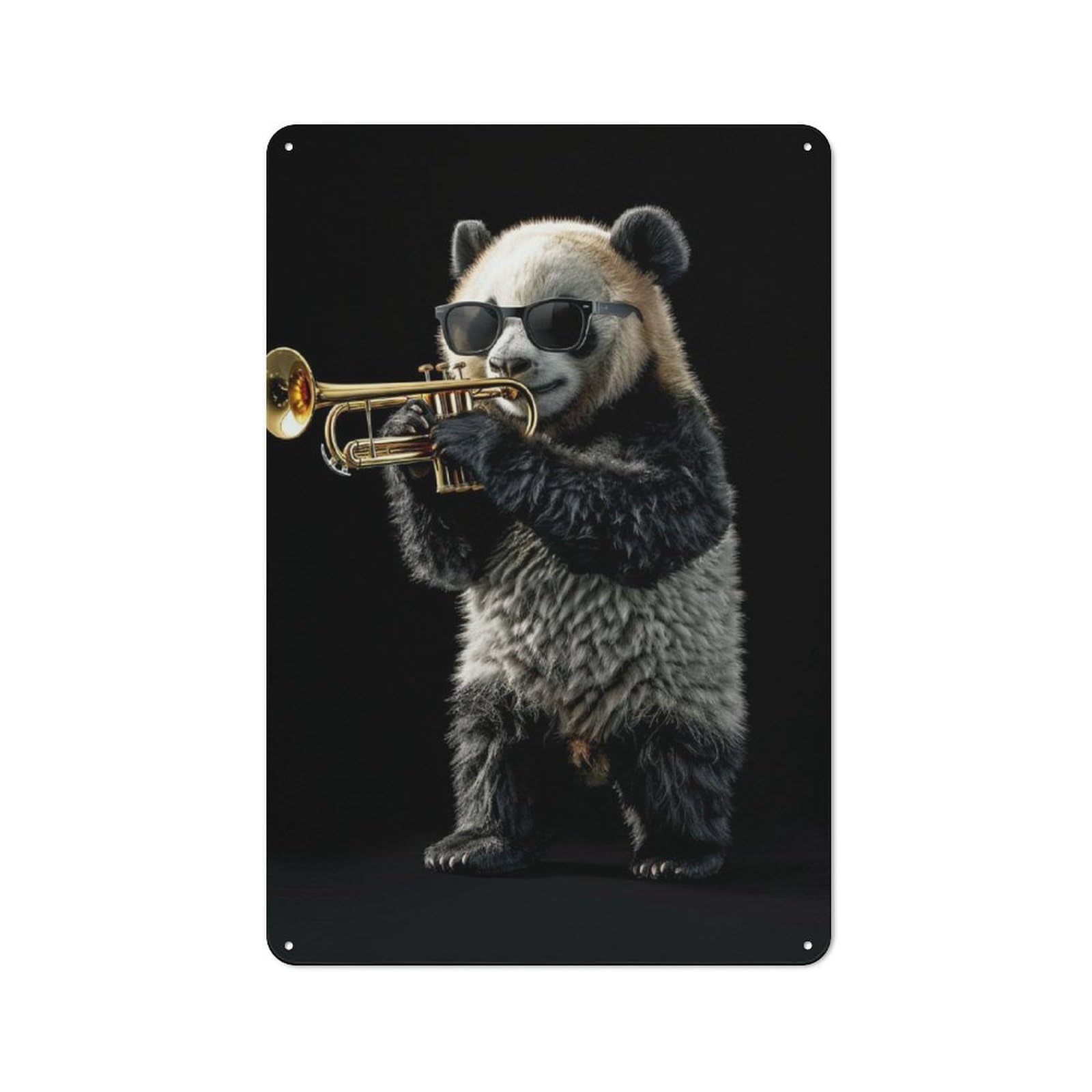 Junmoney Panda Trumpet Tin Sign 30X20cm With For Home Bar Wall, Rustic Decor, For Kitchen, Dining Room And Home Bar Wall Decor