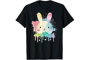 Colorful Kawaii Bunny Shirt with Artsy Easter Face