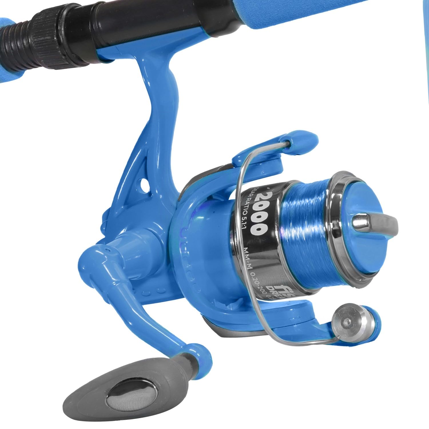 Flashi Kids Angel Combo Spinnrute Kinder Angel Set Blau & Pink | Blinkrolle, Rute, Tacklebox mit Ködern, Perfektes Spinnset für kleine Angler
