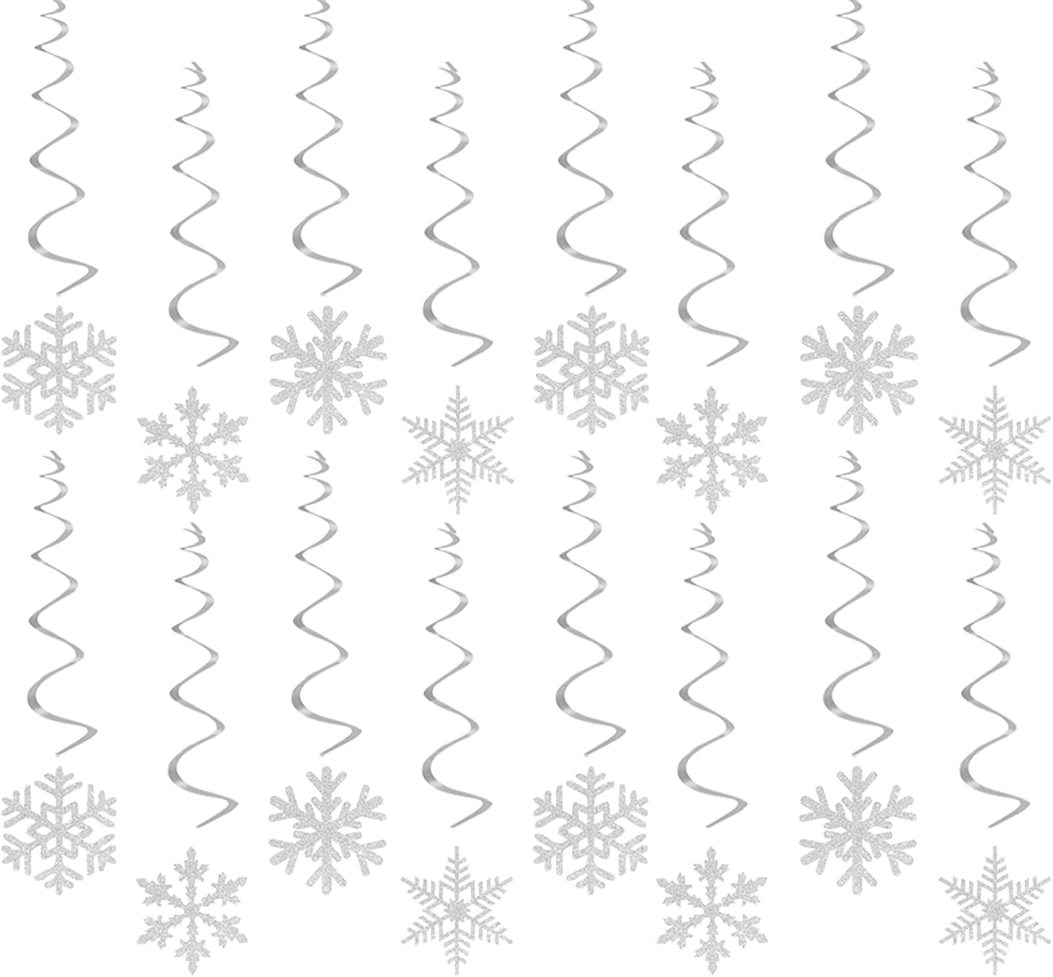 Snowflake-Snow Blue-Silver Christmas Party-Decorations Garland and Iridescent-Holographic Snowflake-Snow Christmas Party and White-Silver ecorations Streamers