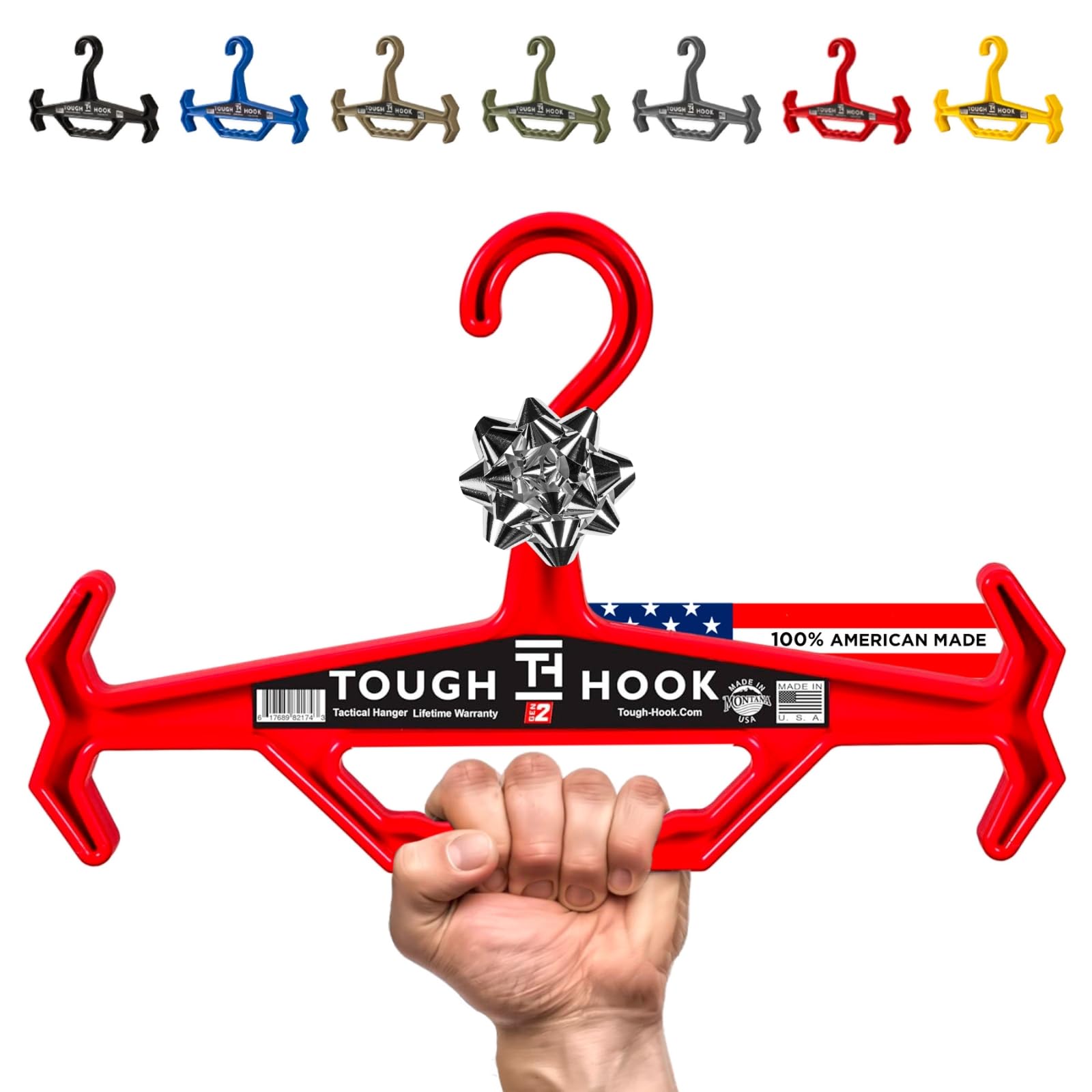 Tough Hook Original Heavy Duty Hangers – The Superhero of Hangers USA-Made, Anti-Slip ABS Resin Tactical Hanger for Police Gear, Scuba Gear & Dive BCD – DuraResin 200-lb Cap Wetsuit Hanger, 1 Red