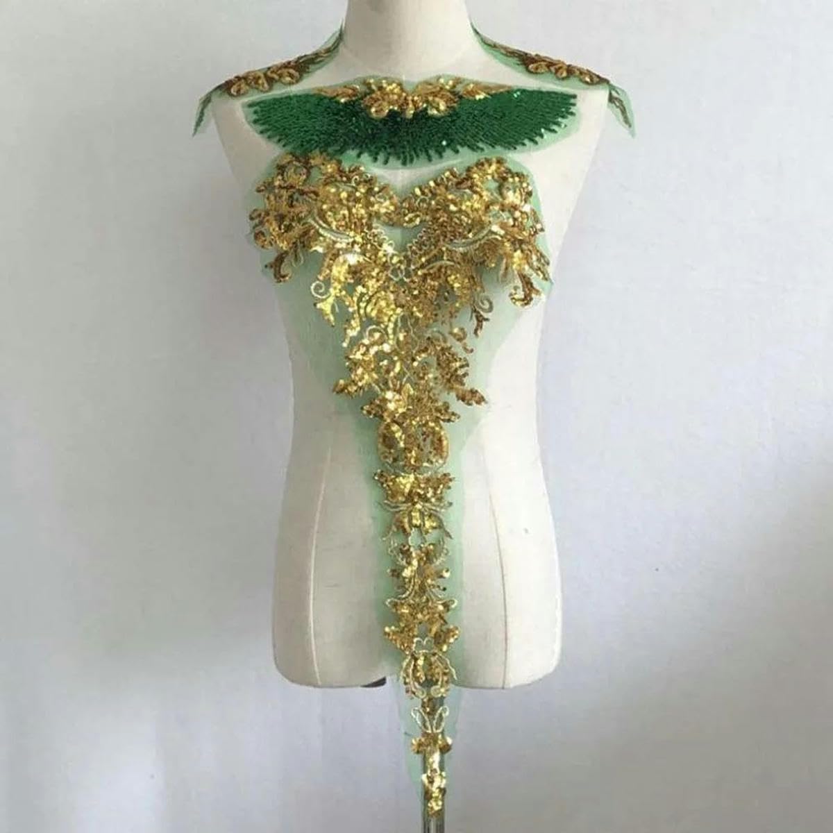 Toppa Ricamata A Fiore In Pizzo - Verde Scuro Per Cucito E Decorazione Fai Da Te - Foto 11