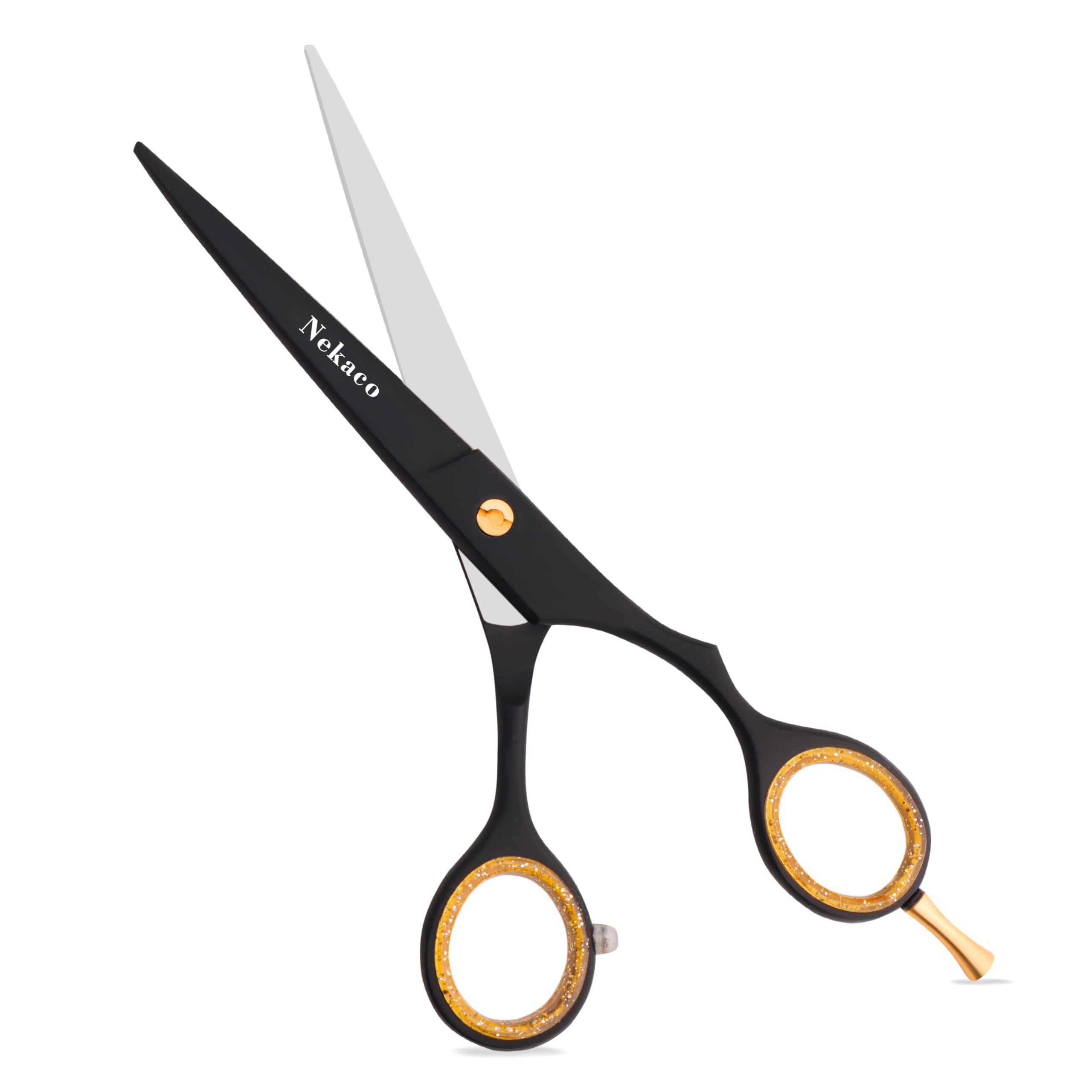 Tijeras profesionales de corte de cabello de 6.5 pulgadas, tijeras de acero inoxidable de alta calidad, tijeras de pelo con tornillo ajustable para peluquería y hogar (negro, 6.5 pulgadas)
