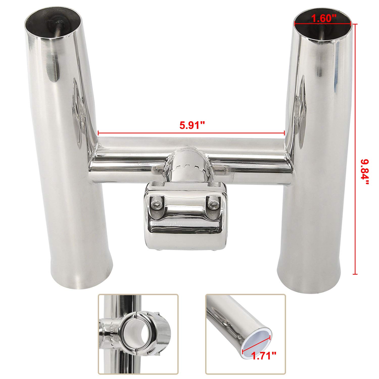 Amarine Made Silver Highly Polished Stainless Steel Outrigger Stylish Rod Holder