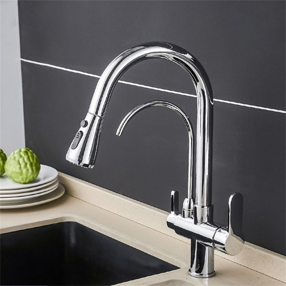 Robinet cuisine 3 voies chrome 0195 d'évier au design exclusif