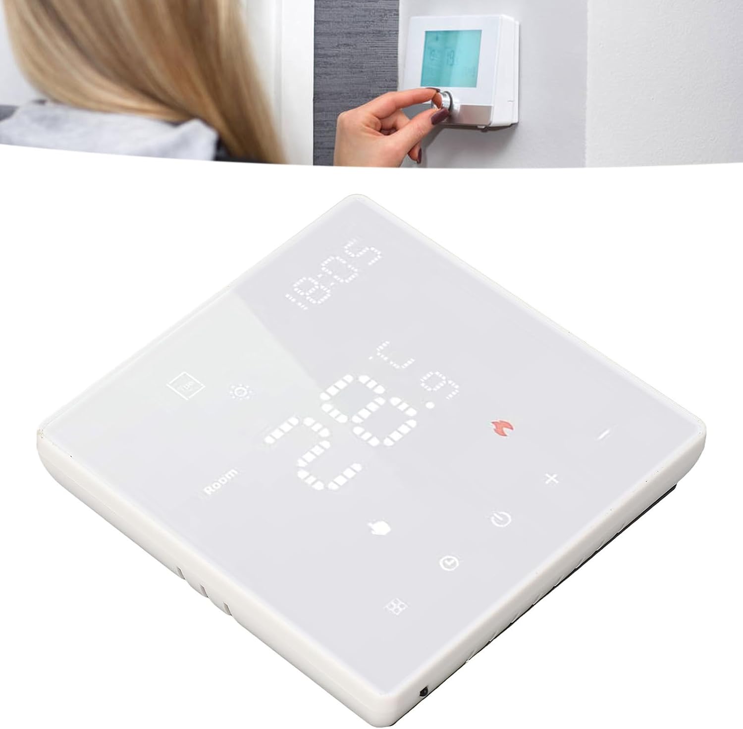 Smart WiFi Thermostat Programmable Voice Control App Remote Temperature Controller for Home Heating Cooling System White Color with C Cable Adapter (3A Water Floor Heating Wall Hanging Furnace) 5 61A+TYYvbUL. AC SL1500