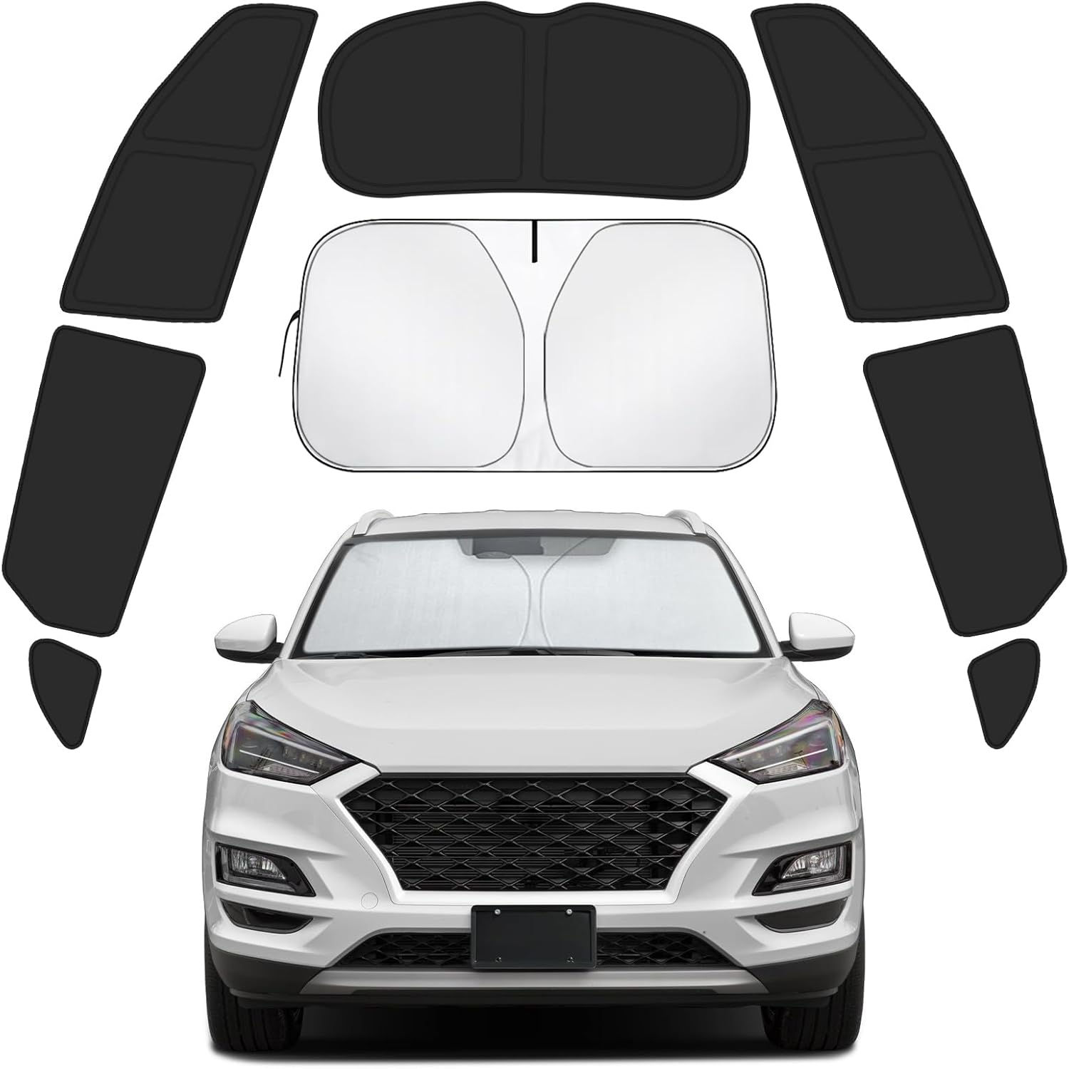 Car Window Shades for Hyundai Tucson 2016-2021 Accessories - Full Set 8PCS Side Window Sunshades with Memory Frame & Blackout Fabric, Privacy UV Shield for Camping/Travel Fit for Hyundai Tucson 2016-2021