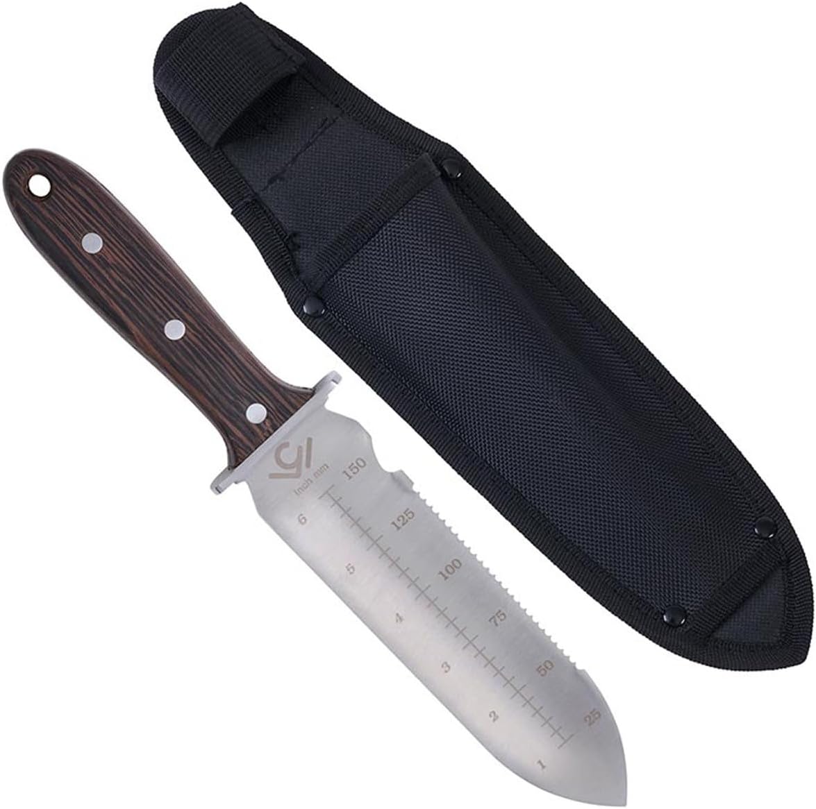TerraBlade Hori Hori Knife – Heavy-Duty Steel, Outdoor Tool with Black Wood Handle for Digging, Cutting and Camping